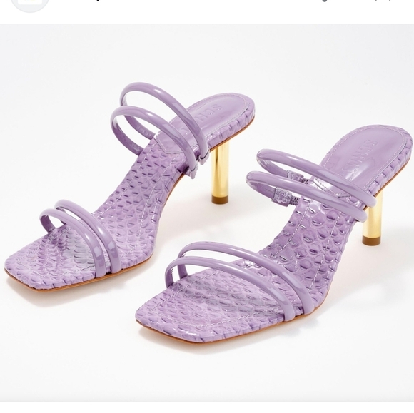 Schutz-Leather Heeled Sandals 'Lover Mid' In Orchid-Size 6.5 - Picture 1 of 17